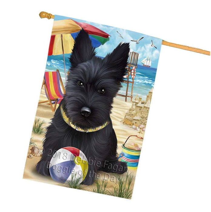 Pet Friendly Beach Scottish Terrier Dog House Flag FLG50050