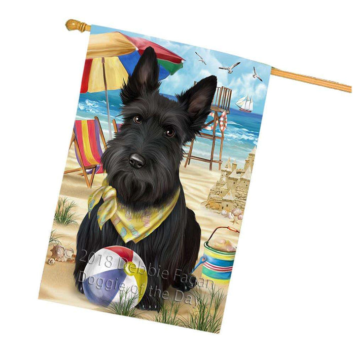 Pet Friendly Beach Scottish Terrier Dog House Flag FLG50052