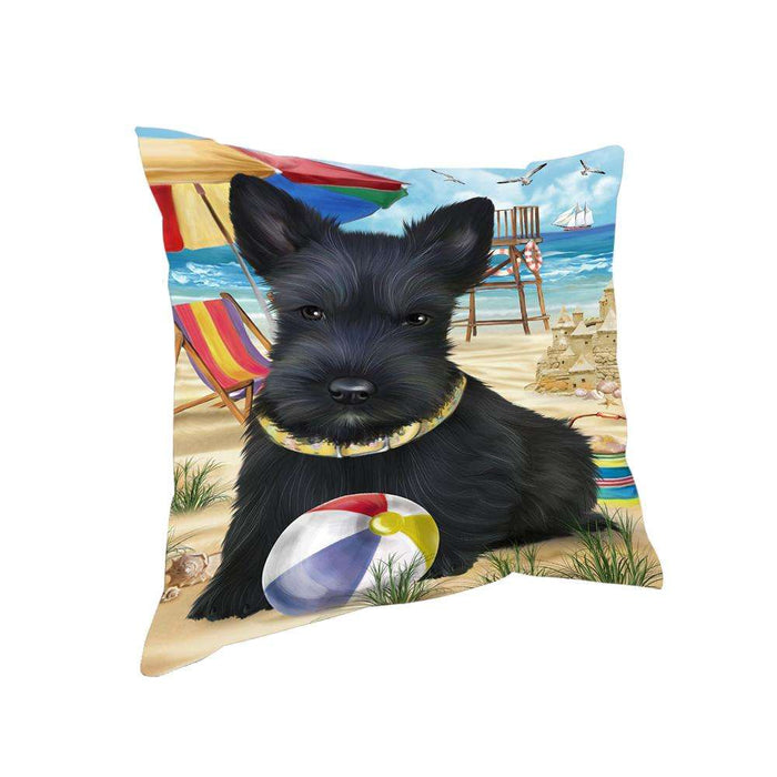Pet Friendly Beach Scottish Terrier Dog Pillow PIL56192