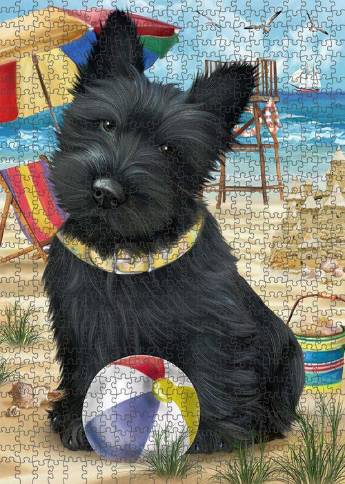 Pet Friendly Beach Scottish Terrier Dog Puzzle with Photo Tin PUZL53955