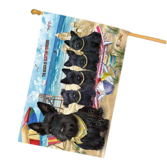 Pet Friendly Beach Scottish Terriers Dog House Flag FLG50047