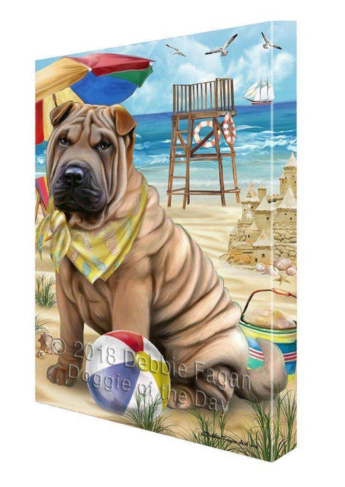 Pet Friendly Beach Shar Pei Dog Canvas Wall Art CVS53319