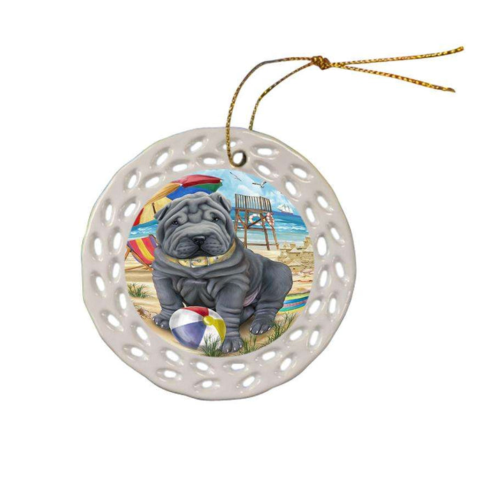 Pet Friendly Beach Shar Pei Dog Ceramic Doily Ornament DPOR48693