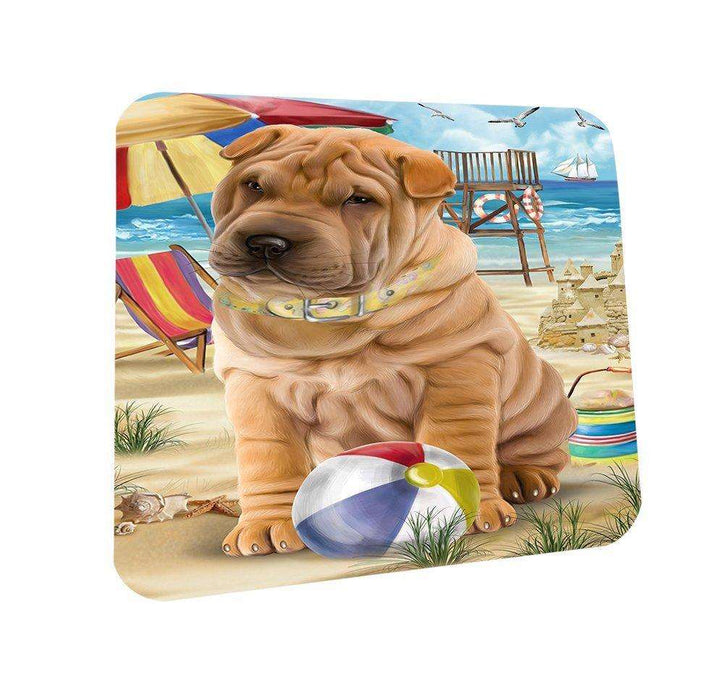 Pet Friendly Beach Shar Pei Dog Coasters Set of 4 CST48649