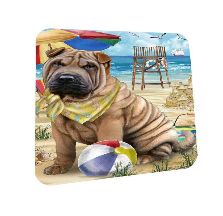 Pet Friendly Beach Shar Pei Dog Coasters Set of 4 CST48653