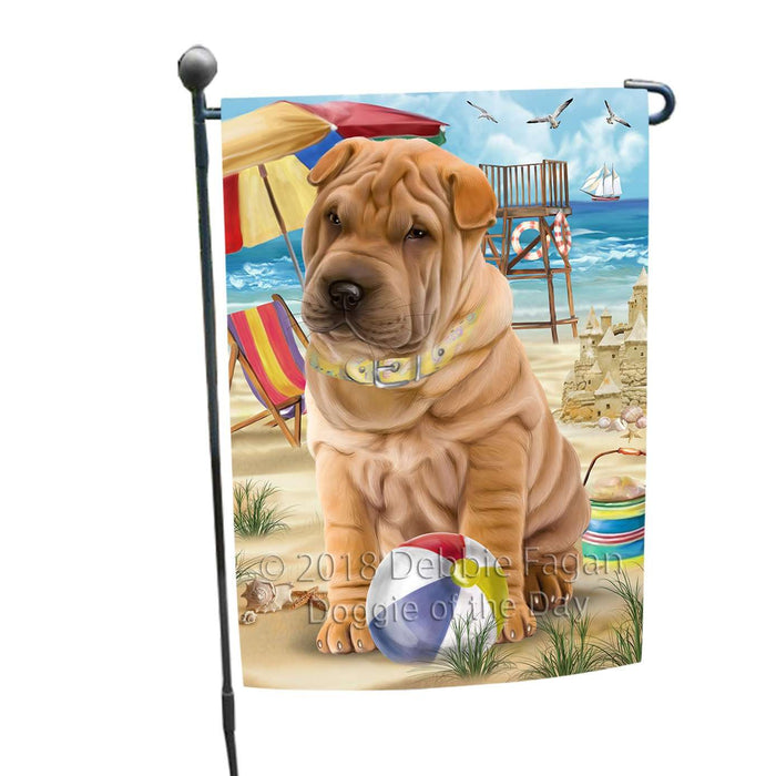 Pet Friendly Beach Shar Pei Dog Garden Flag GFLG48599