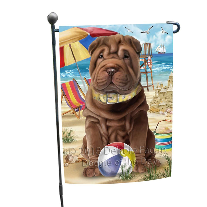 Pet Friendly Beach Shar Pei Dog Garden Flag GFLG48600