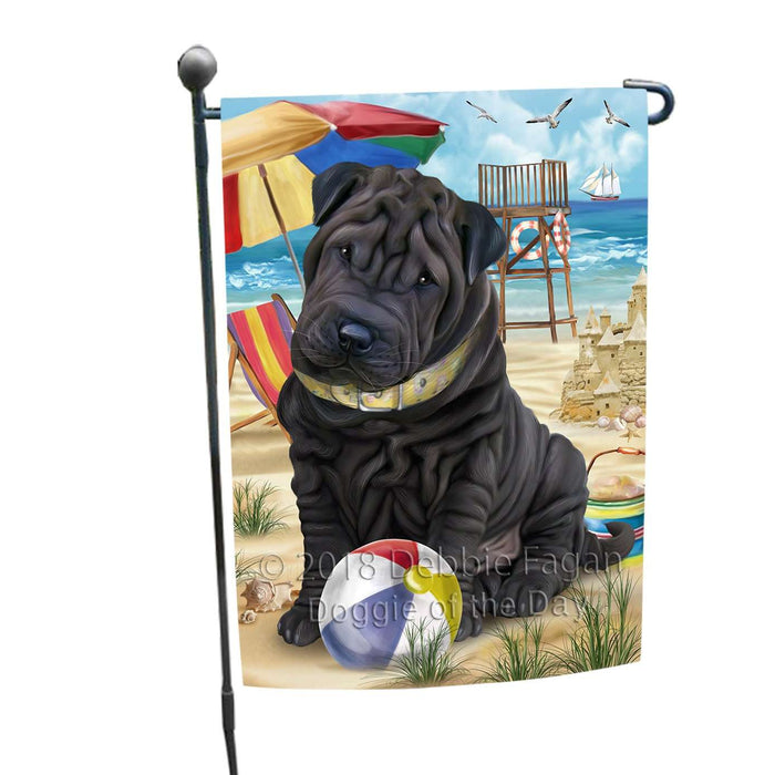 Pet Friendly Beach Shar Pei Dog Garden Flag GFLG48601