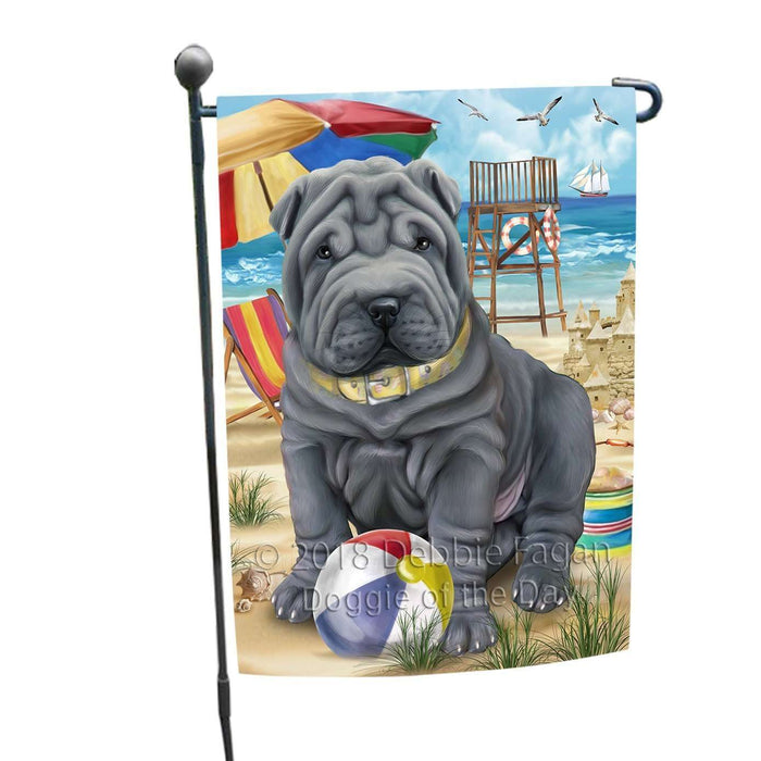 Pet Friendly Beach Shar Pei Dog Garden Flag GFLG48602