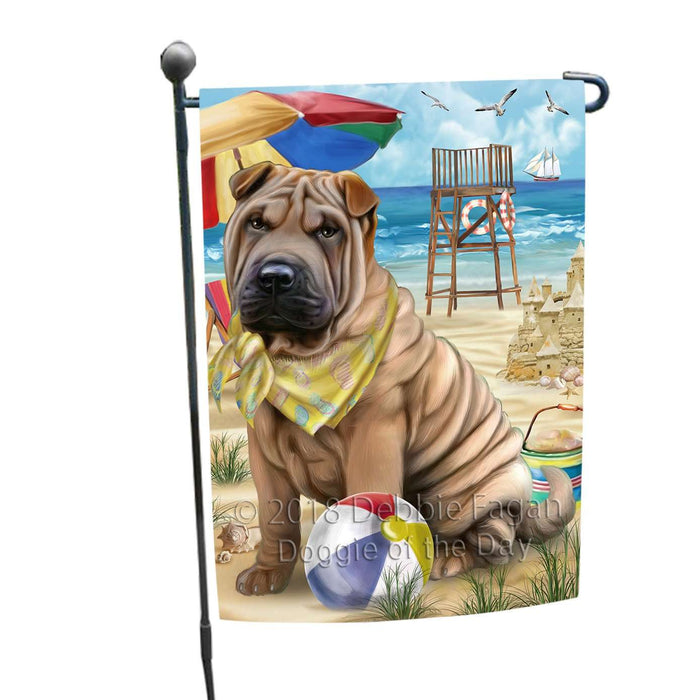 Pet Friendly Beach Shar Pei Dog Garden Flag GFLG48603