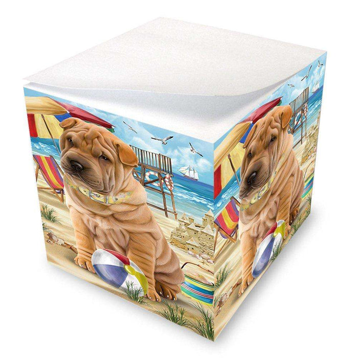 Pet Friendly Beach Shar Pei Dog Note Cube NOC48690