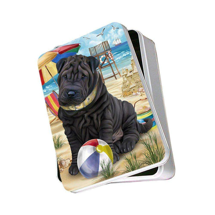 Pet Friendly Beach Shar Pei Dog Photo Storage Tin PITN48692