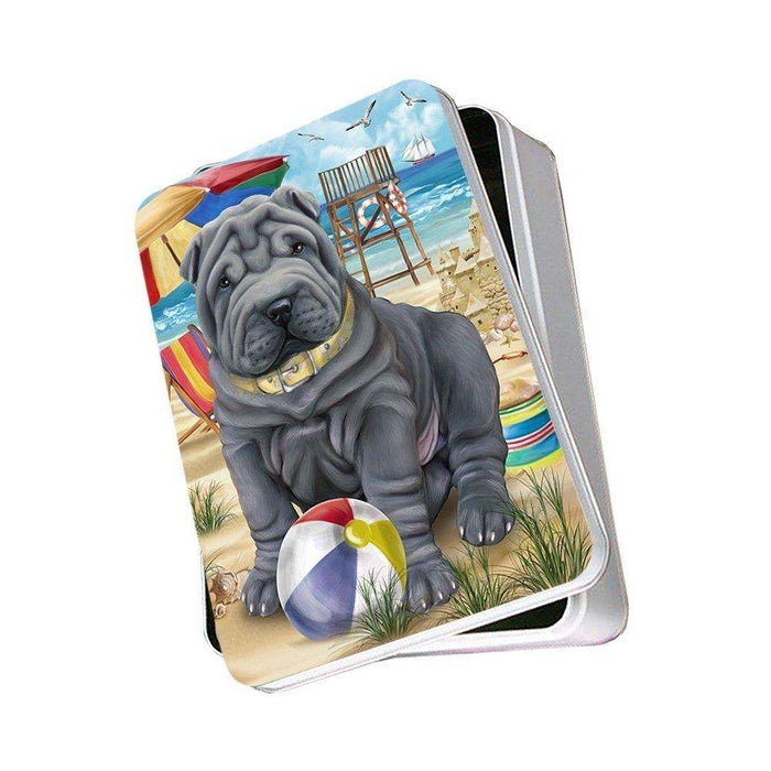 Pet Friendly Beach Shar Pei Dog Photo Storage Tin PITN48693