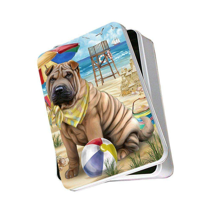 Pet Friendly Beach Shar Pei Dog Photo Storage Tin PITN48694