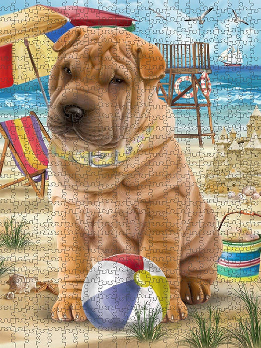 Pet Friendly Beach Shar Pei Dog Puzzle with Photo Tin PUZL49776 (300 pc.)