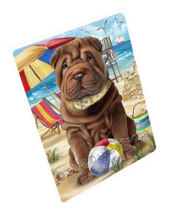 Pet Friendly Beach Shar Pei Dog Tempered Cutting Board C49767