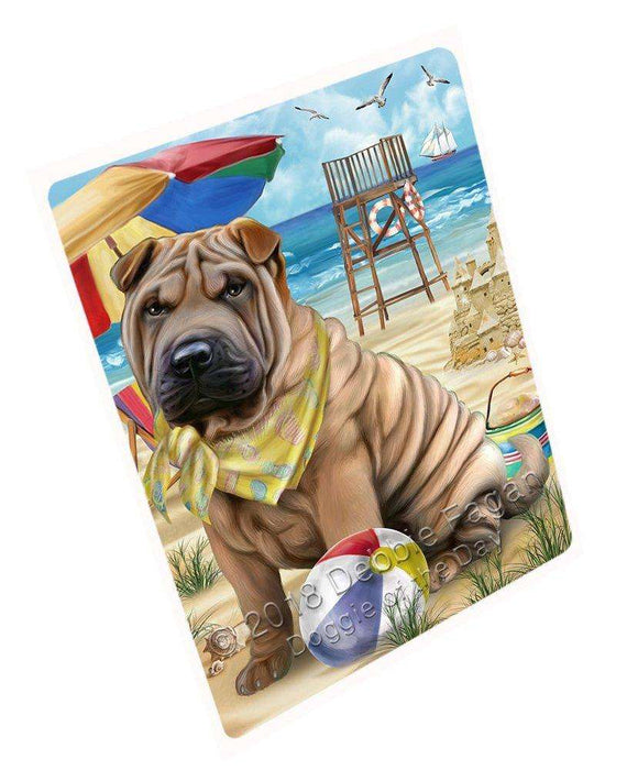 Pet Friendly Beach Shar Pei Dog Tempered Cutting Board C49776