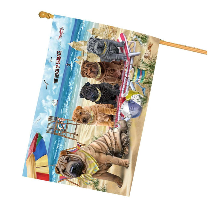 Pet Friendly Beach Shar Peis Dog House Flag FLG48654