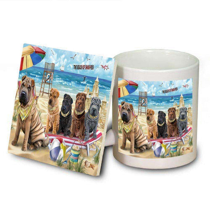 Pet Friendly Beach Shar Peis Dog Mug and Coaster Set MUC48681