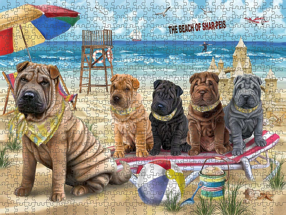 Pet Friendly Beach Shar Peis Dog Puzzle with Photo Tin PUZL49773 (300 pc.)