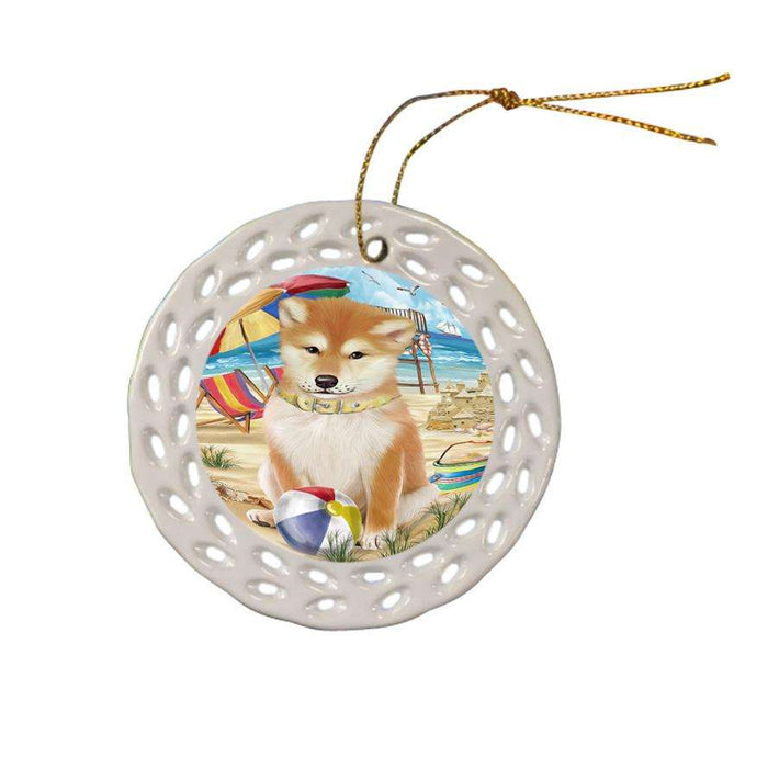 Pet Friendly Beach Shiba Inu Dog Ceramic Doily Ornament DPOR50089