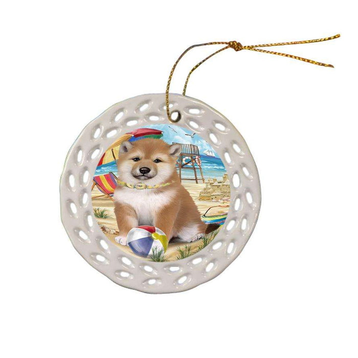 Pet Friendly Beach Shiba Inu Dog Ceramic Doily Ornament DPOR50090