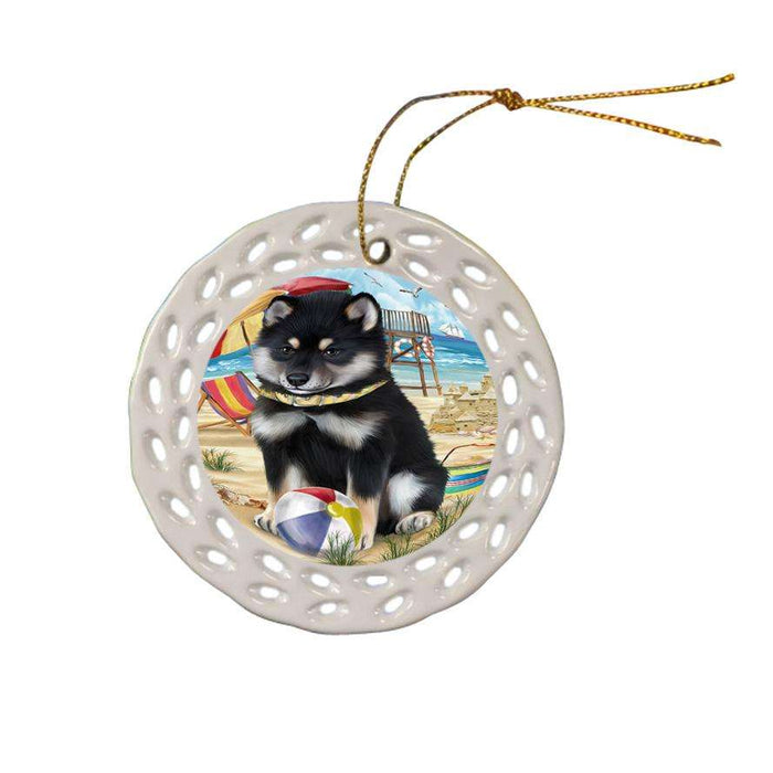 Pet Friendly Beach Shiba Inu Dog Ceramic Doily Ornament DPOR50091
