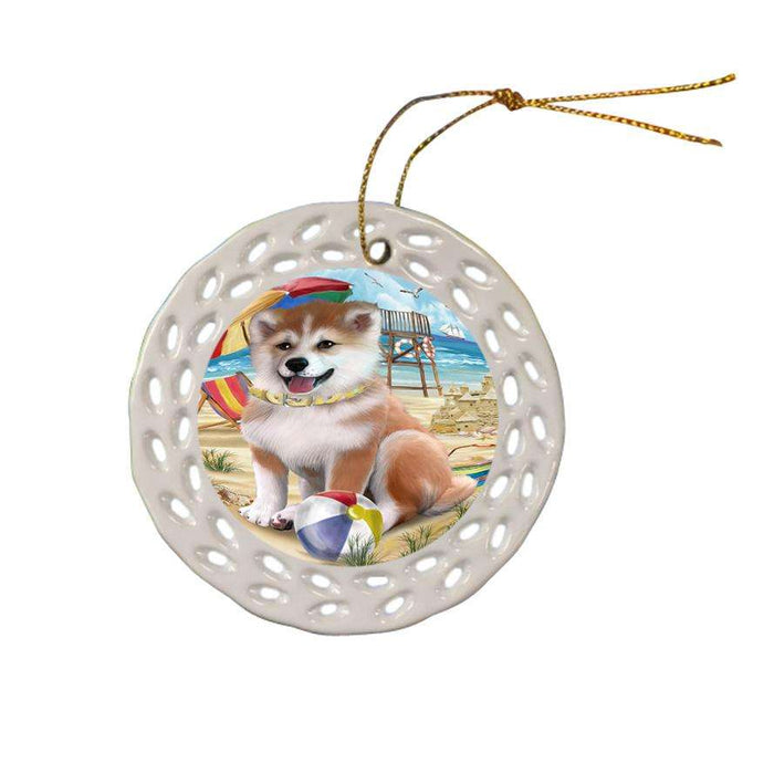 Pet Friendly Beach Shiba Inu Dog Ceramic Doily Ornament DPOR50092