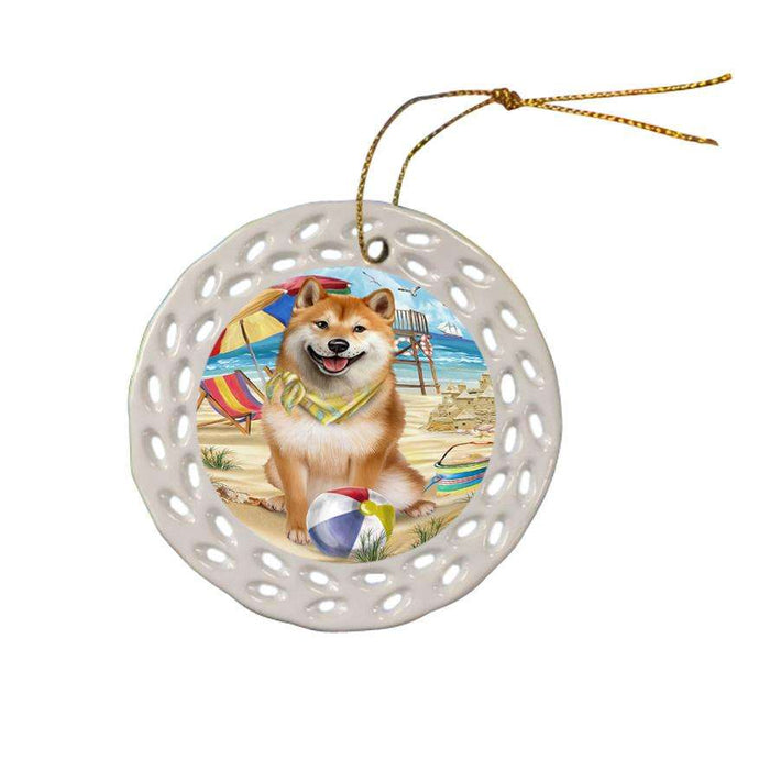 Pet Friendly Beach Shiba Inu Dog Ceramic Doily Ornament DPOR50093