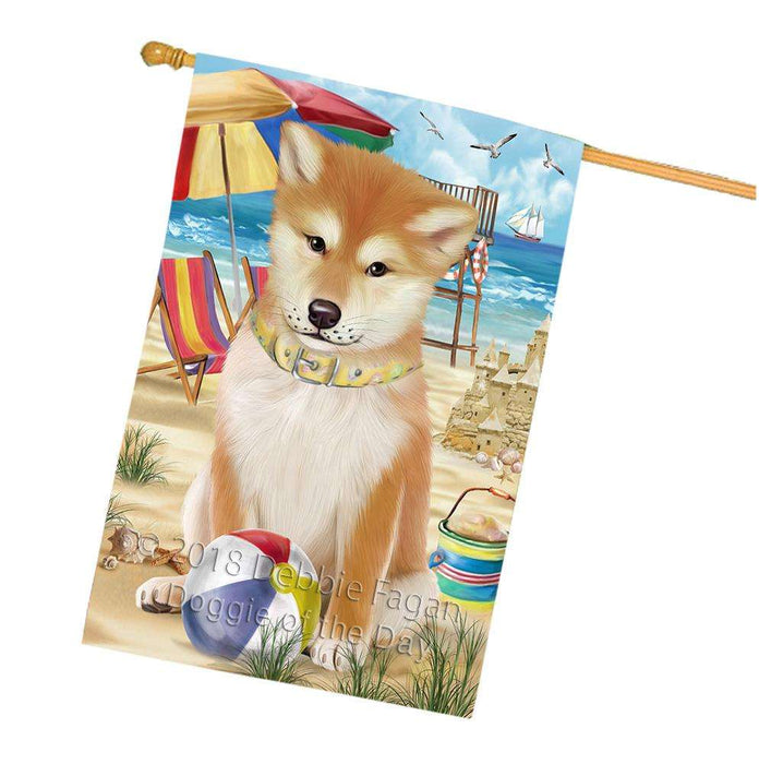 Pet Friendly Beach Shiba Inu Dog House Flag FLG50054