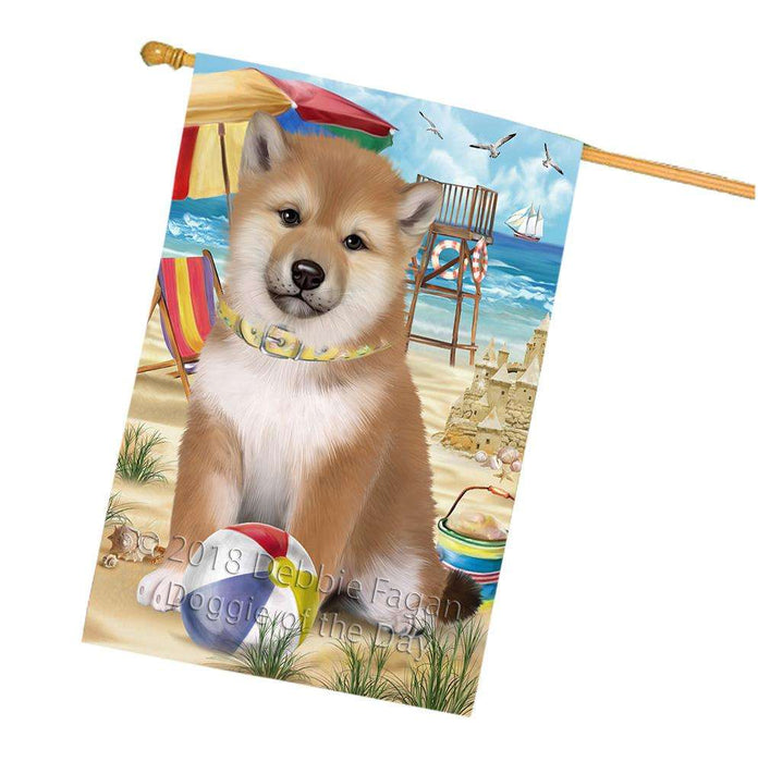 Pet Friendly Beach Shiba Inu Dog House Flag FLG50055