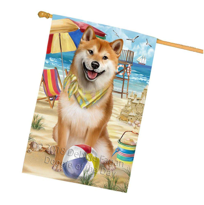 Pet Friendly Beach Shiba Inu Dog House Flag FLG50058