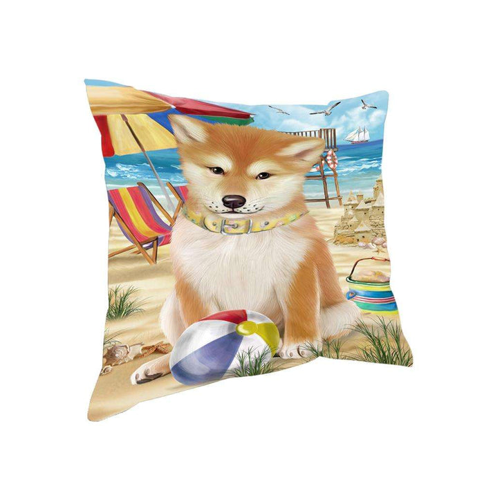 Pet Friendly Beach Shiba Inu Dog Pillow PIL56212