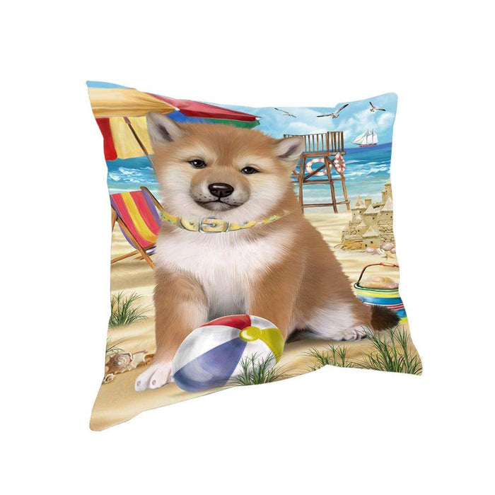 Pet Friendly Beach Shiba Inu Dog Pillow PIL56216