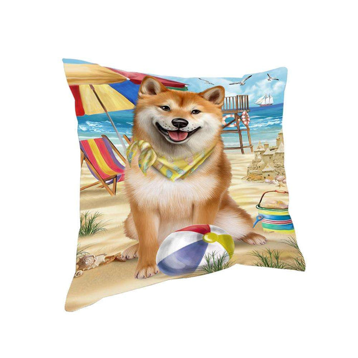 Pet Friendly Beach Shiba Inu Dog Pillow PIL56228