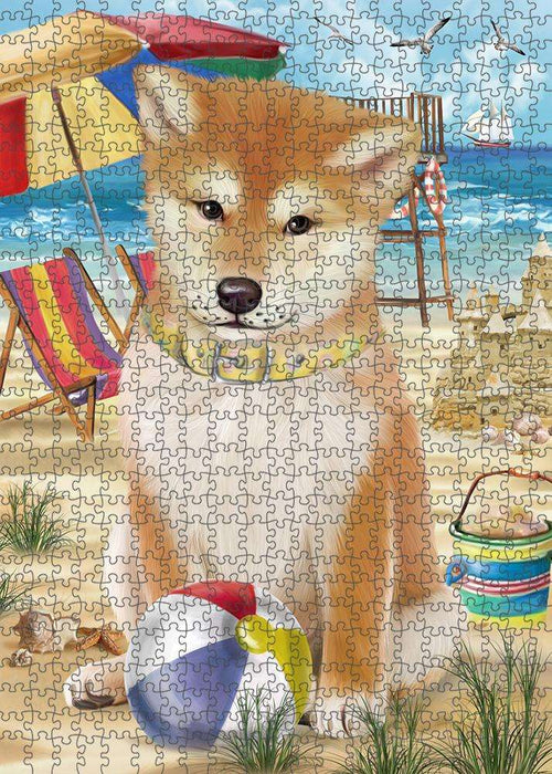 Pet Friendly Beach Shiba Inu Dog Puzzle with Photo Tin PUZL53973