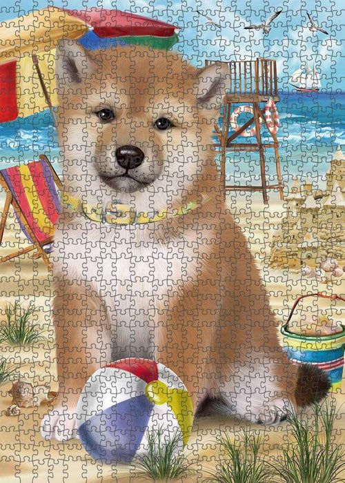 Pet Friendly Beach Shiba Inu Dog Puzzle with Photo Tin PUZL53976
