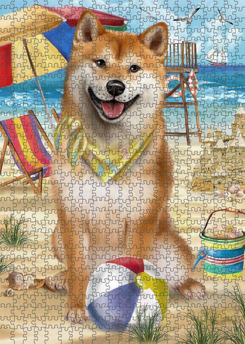 Pet Friendly Beach Shiba Inu Dog Puzzle with Photo Tin PUZL53985