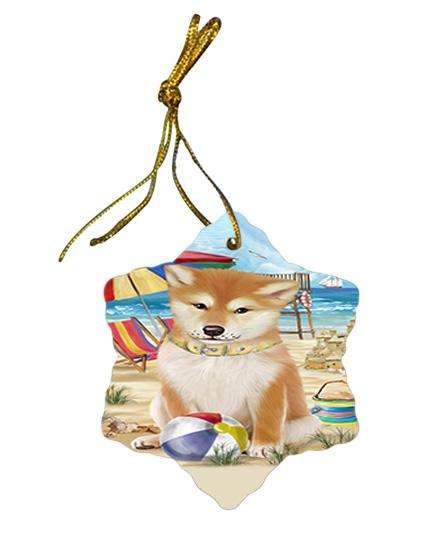 Pet Friendly Beach Shiba Inu Dog Star Porcelain Ornament SPOR50081