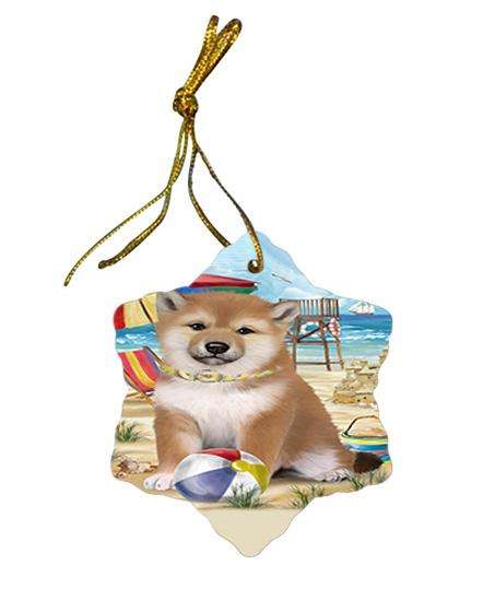 Pet Friendly Beach Shiba Inu Dog Star Porcelain Ornament SPOR50082