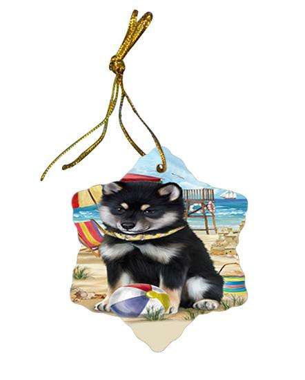Pet Friendly Beach Shiba Inu Dog Star Porcelain Ornament SPOR50083
