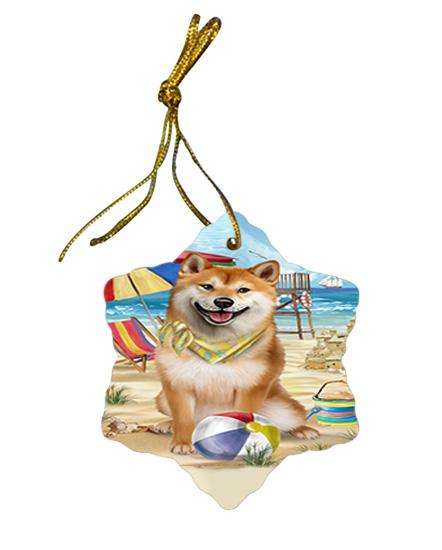 Pet Friendly Beach Shiba Inu Dog Star Porcelain Ornament SPOR50085