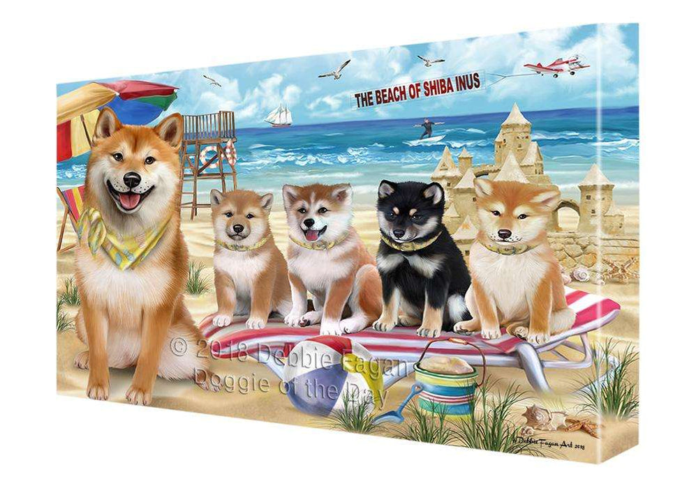 Pet Friendly Beach Shiba Inus Dog Canvas Wall Art CVS66544