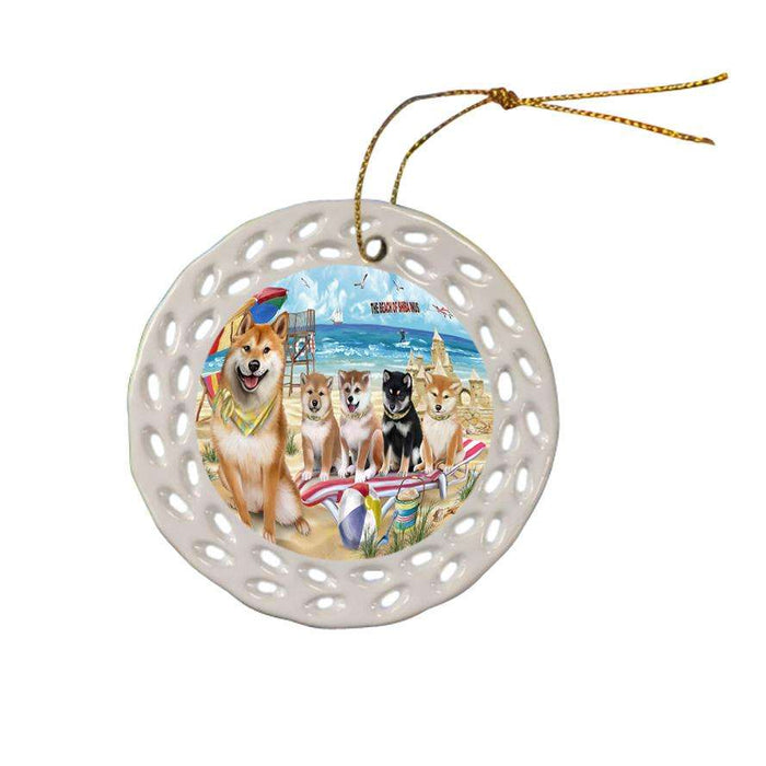Pet Friendly Beach Shiba Inus Dog Ceramic Doily Ornament DPOR50088
