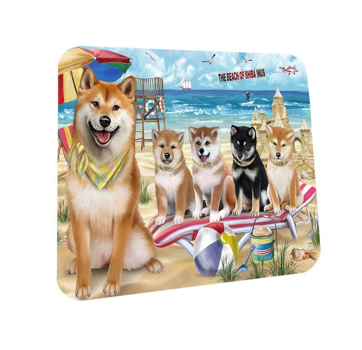 Pet Friendly Beach Shiba Inus Dog Coasters Set of 4 CST50047 Coasters Set of 4 CST50047