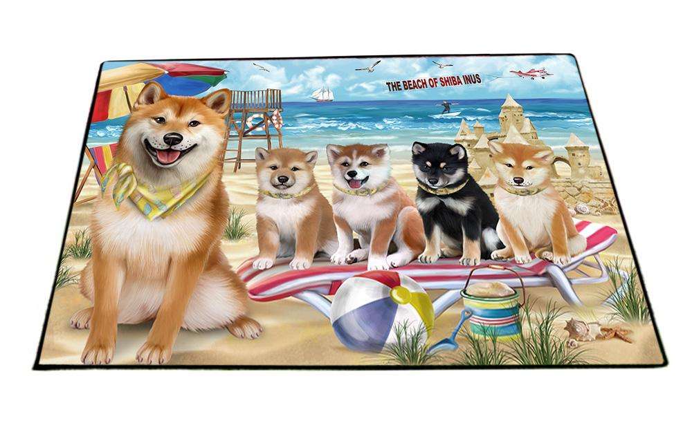 Pet Friendly Beach Shiba Inus Dog Floormat FLMS50283