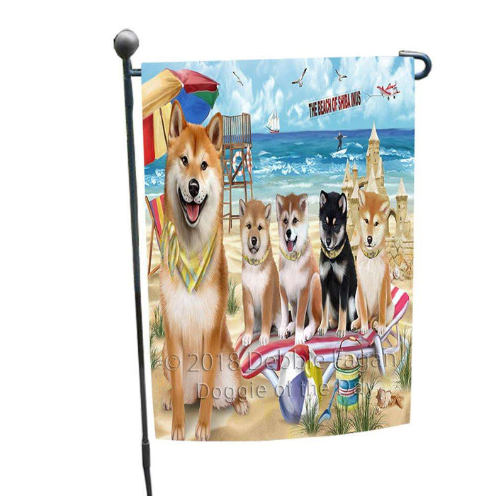 Pet Friendly Beach Shiba Inus Dog Garden Flag GFLG49917