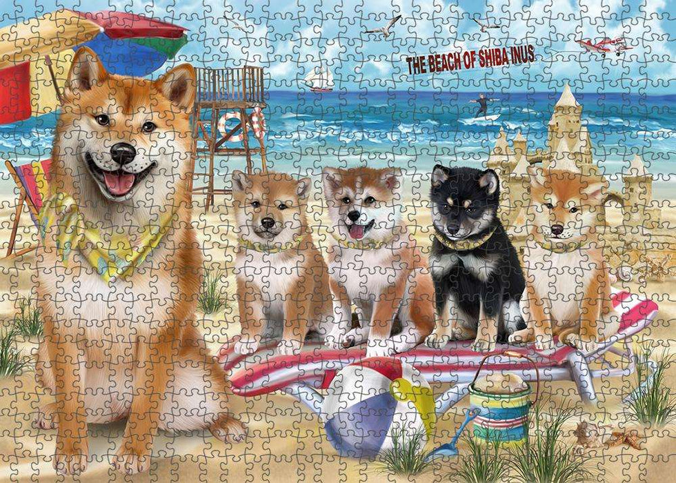 Pet Friendly Beach Shiba Inus Dog Puzzle with Photo Tin PUZL53970