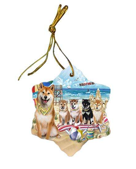 Pet Friendly Beach Shiba Inus Dog Star Porcelain Ornament SPOR50080