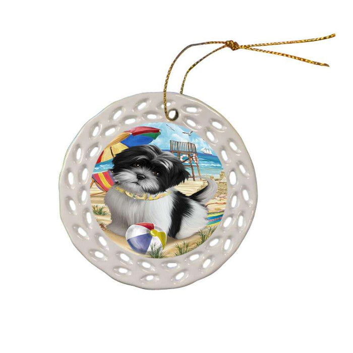Pet Friendly Beach Shih Tzu Dog Ceramic Doily Ornament DPOR50098